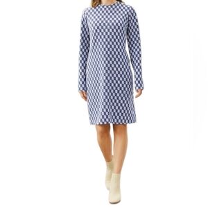 & Other Stories Dress Quilted Long Sleeves Grey White Jacquard Print Women's 10